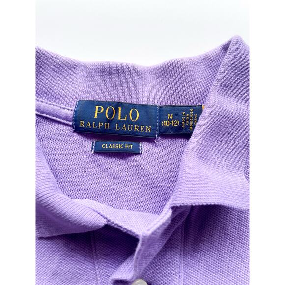 Boy's Polo Ralph Lauren Lavender Polo Shirt with Teal Pony Logo Size M 10-12 - Picture 3 of 4